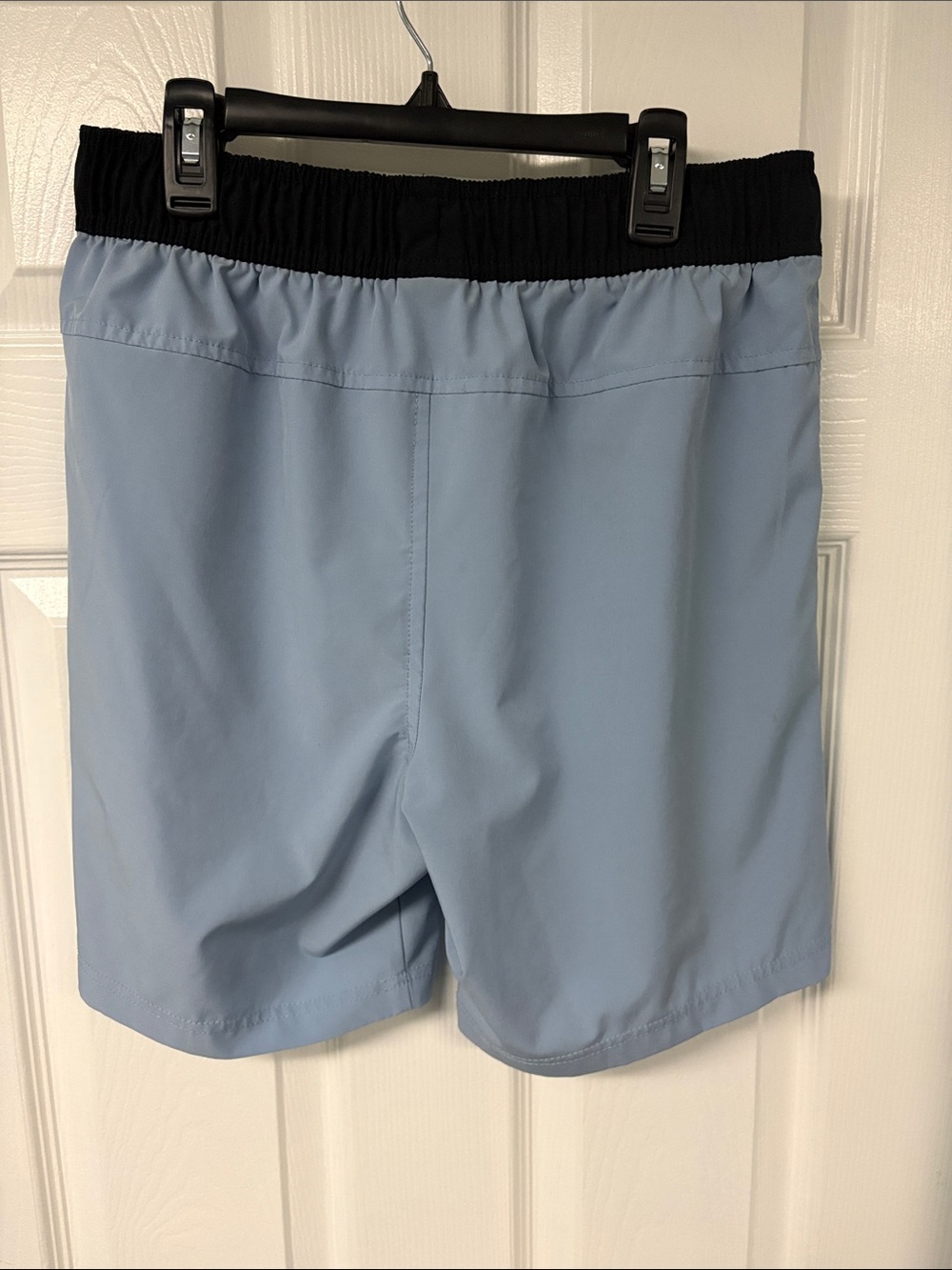 Light Blue Athletic Shorts with Black Waistband — Men's Performance Shorts - Picture 4 of 4